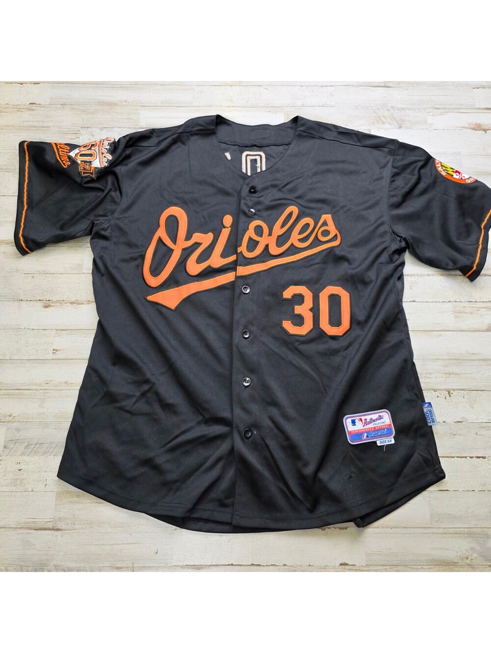 Majestic Orioles Luke Scott #30 Authentic Jersey Size 54 Black 60th Patch MLB